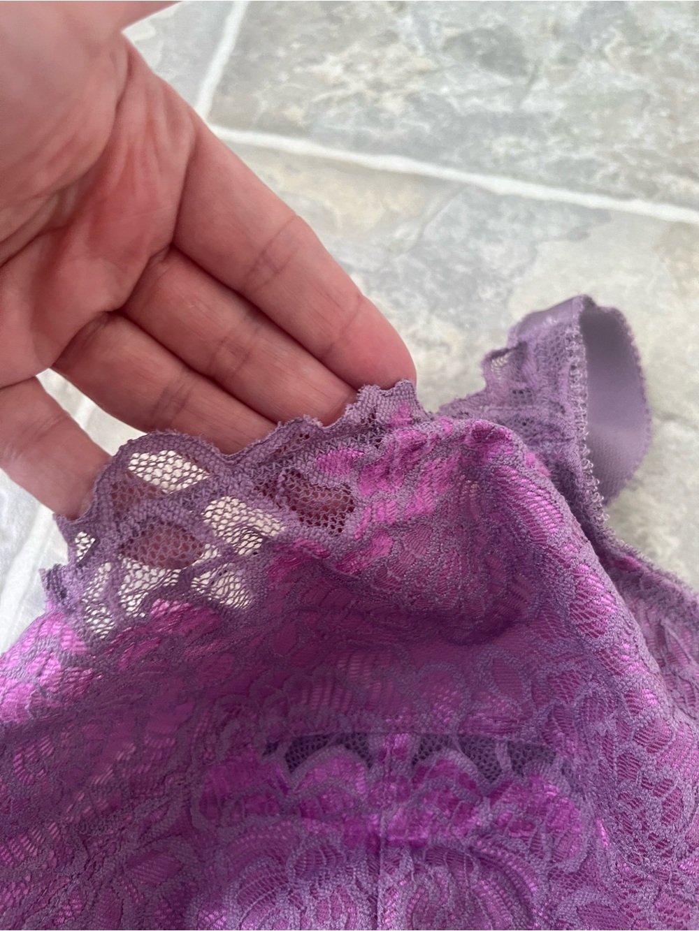 Déesse 46G Purple Lace Unlined Underwire Plunge Bra - Picture 11 of 14
